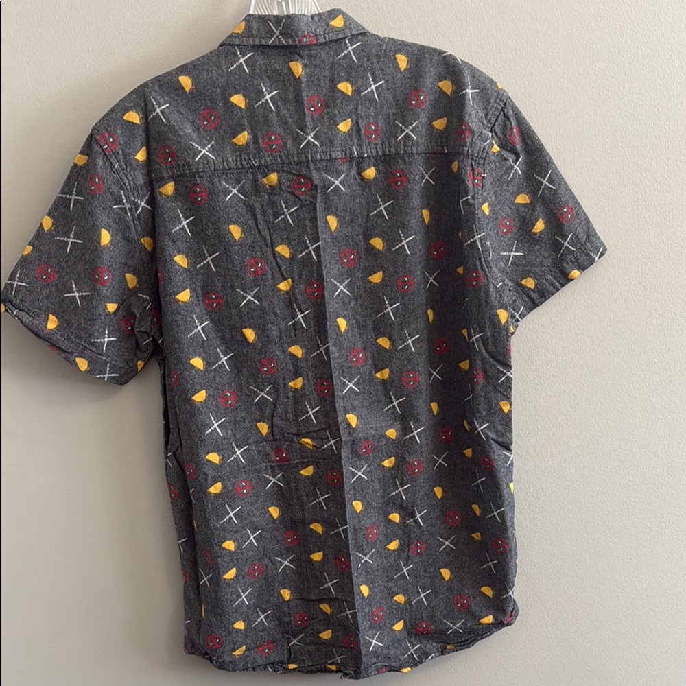 Marvel Deadpool Gray Button-Down Shirt - image 4